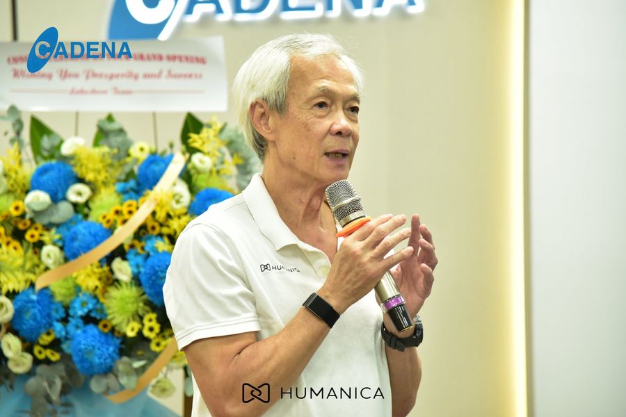 A representative speaking at the opening of Cadena’s new floor